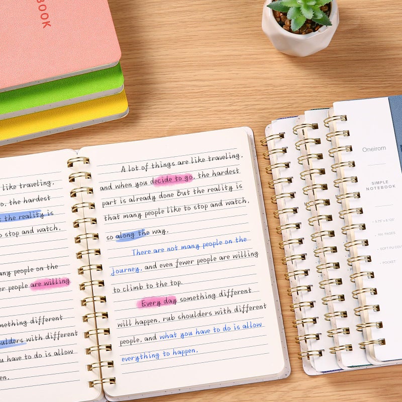 Oneirom Spiral Notebook, Pink Notebook-6.1x8.2 Inch College Ruled Journal with Inner Pockets and 160 Pages, PU Leather Cover Business Journal, Twin-Wire Binding Notebook Perfect for Office & Home - Image 4
